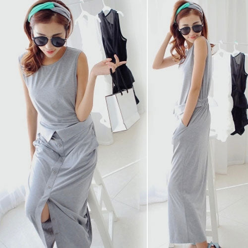 Sleeveless Korean Summer Long Dress