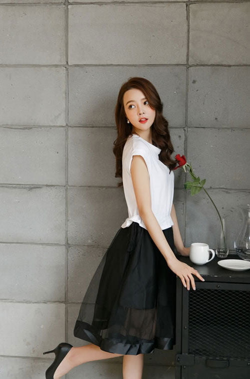 Black Fake Two Piece Korean Dress