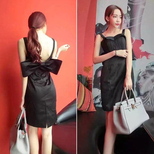 Sleeveless Back Bow Slim Korean Dress