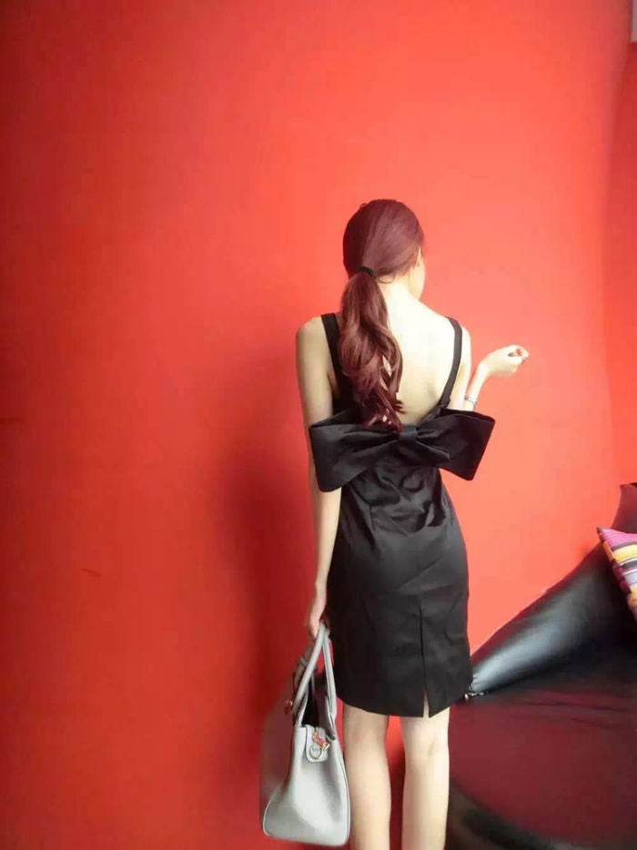 Sleeveless Back Bow Slim Korean Dress