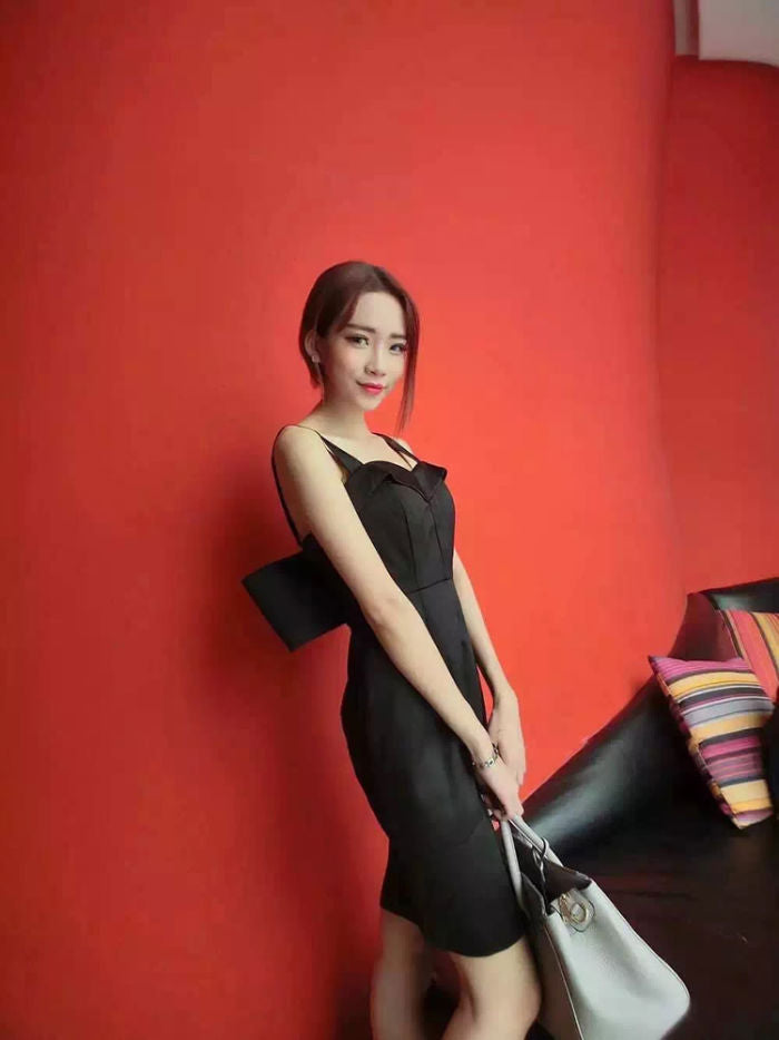 Sleeveless Back Bow Slim Korean Dress