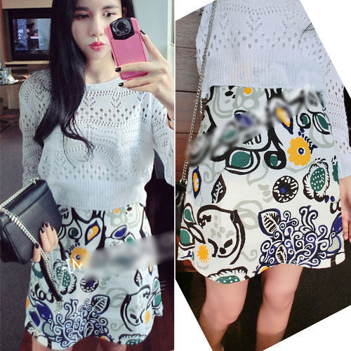 Skirt White Floral High Waisted A Line