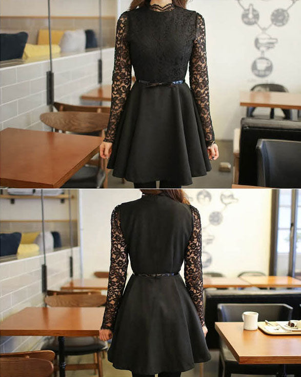 Lace Long Sleeved Korean Dress