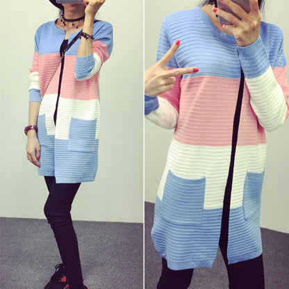 Cardigan Striped Long Sleeved Knit