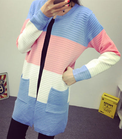 Cardigan Striped Long Sleeved Knit