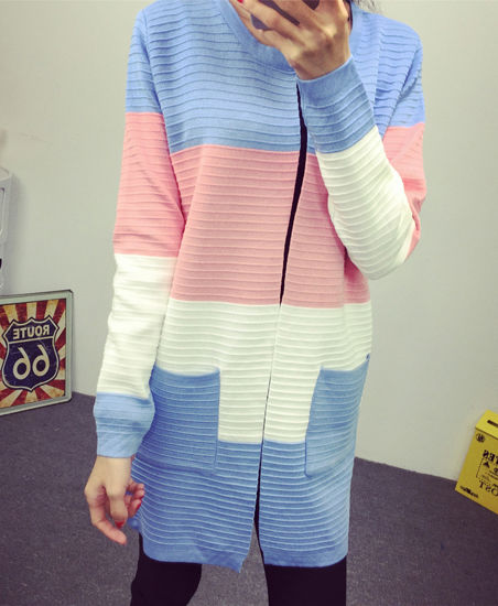 Cardigan Striped Long Sleeved Knit