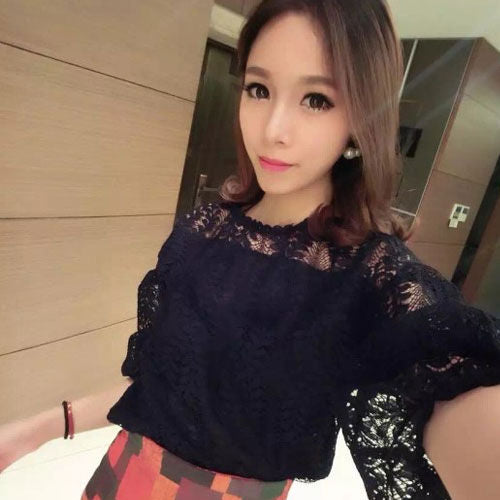 Shirt Floral Lace Sleeved Korean