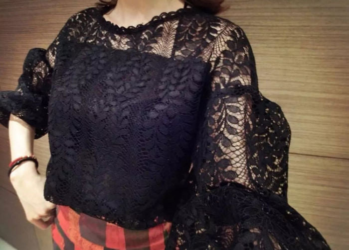 Shirt Floral Lace Sleeved Korean