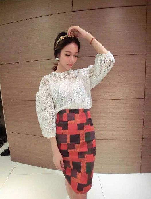 Shirt Floral Lace Sleeved Korean