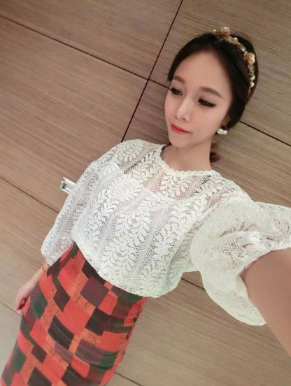 Shirt Floral Lace Sleeved Korean