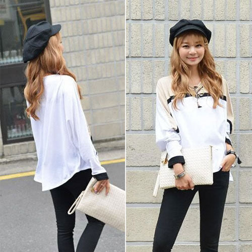 T-Shirt Apricot Long Bat Sleeved