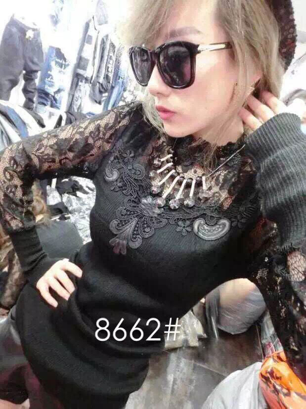 Shirt Lace Long Sleeved High Neck