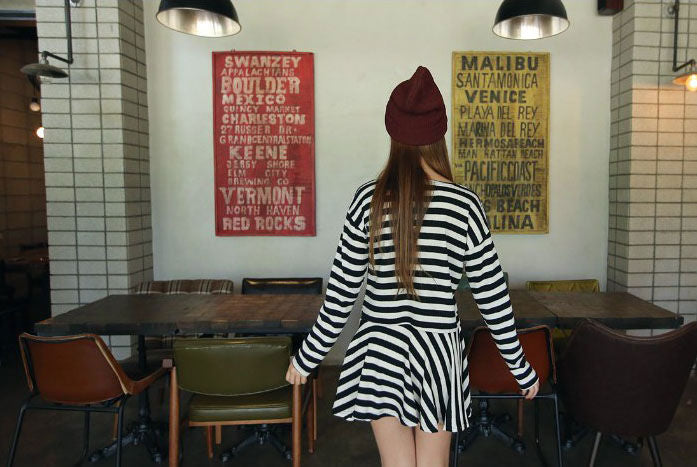 Striped Long Sleeved Shirt and Skirt