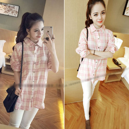 Blouse Plaid Long Sleeved