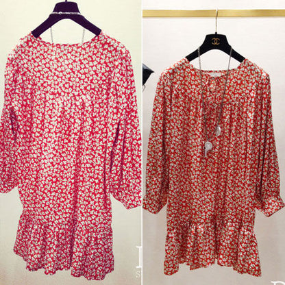 Flower Long Sleeved Loose Dress