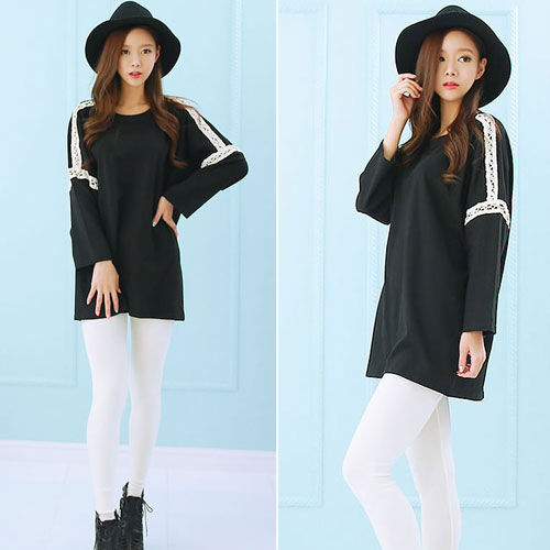 T-Shirt Lace Long Sleeved Loose