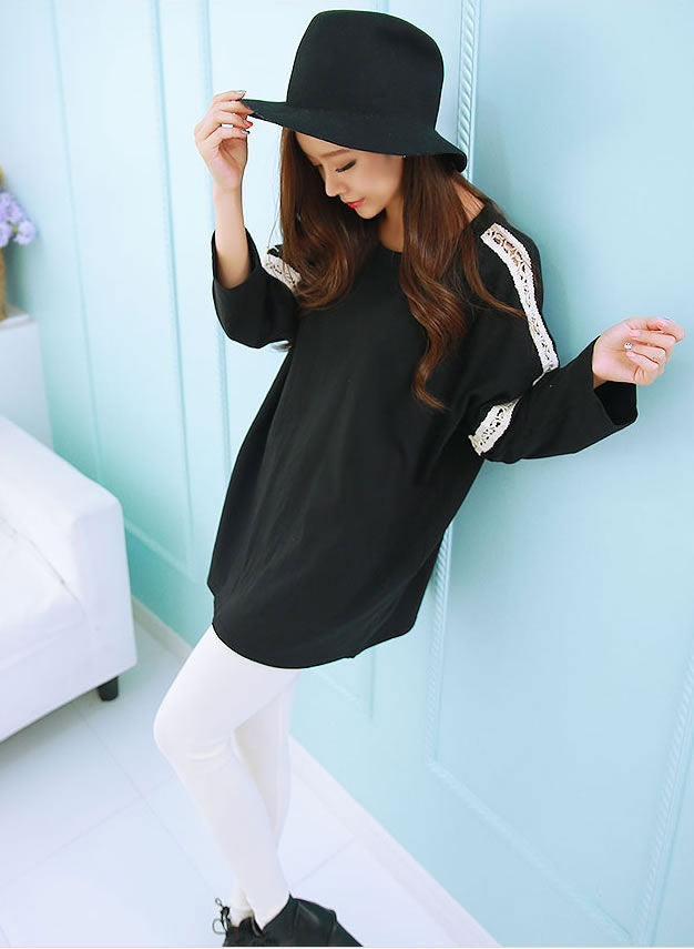 T-Shirt Lace Long Sleeved Loose