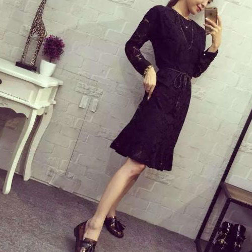 Lace Long Sleeved Korean Dress