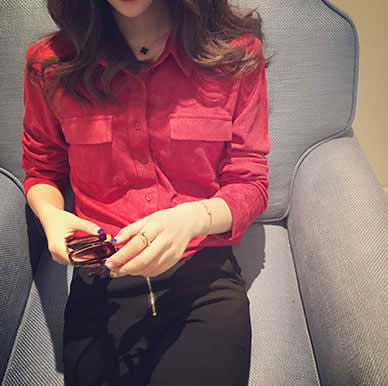 Blouse Long Sleeved Double Pocket