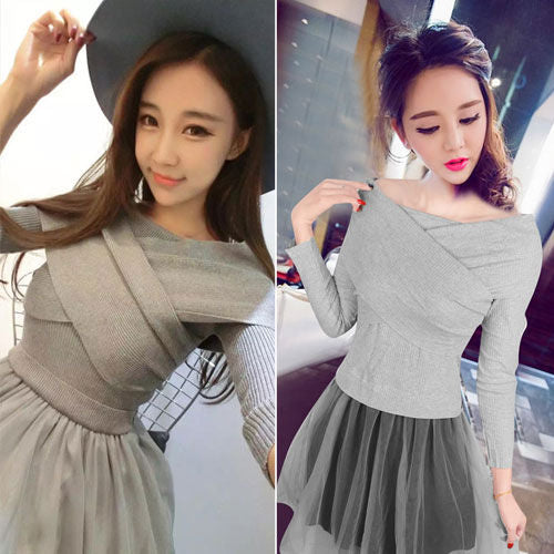 Long Sleeved Wide Neck Tutu Dress