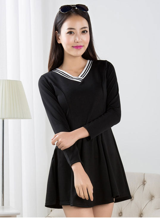 Long Sleeved V Neck Dress