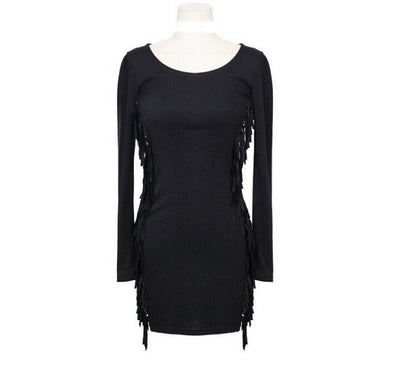 Fringed Long Sleeved Dress