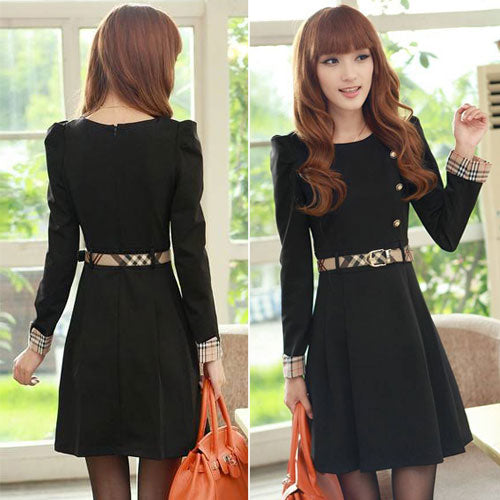 Long Sleeved Korean Dress with Belt