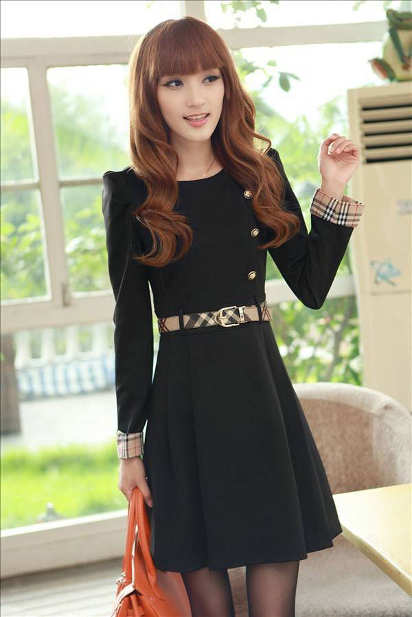 Long Sleeved Korean Dress with Belt