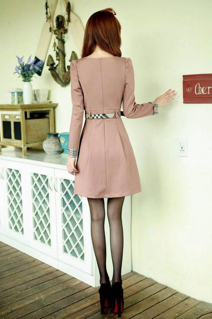 Long Sleeved Korean Dress with Belt