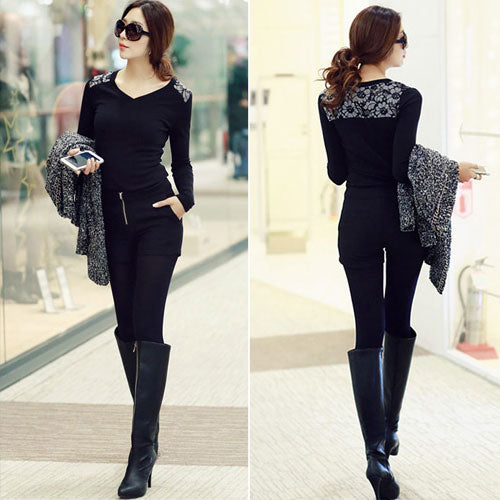 Shirt Lace Shoulder Long Sleeved