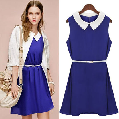 Sleeveless Collar Dress with Belt