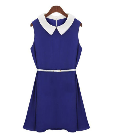 Sleeveless Collar Dress with Belt