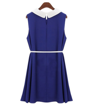 Sleeveless Collar Dress with Belt