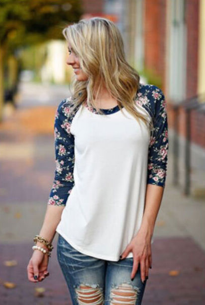 T-Shirt Flower Long Sleeved