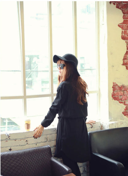 Long Sleeved Shirt Dress with Belt