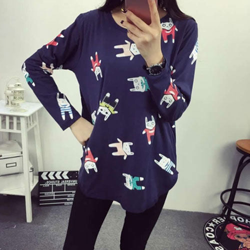 T-Shirt Rabbit Cartoon Long Sleeved