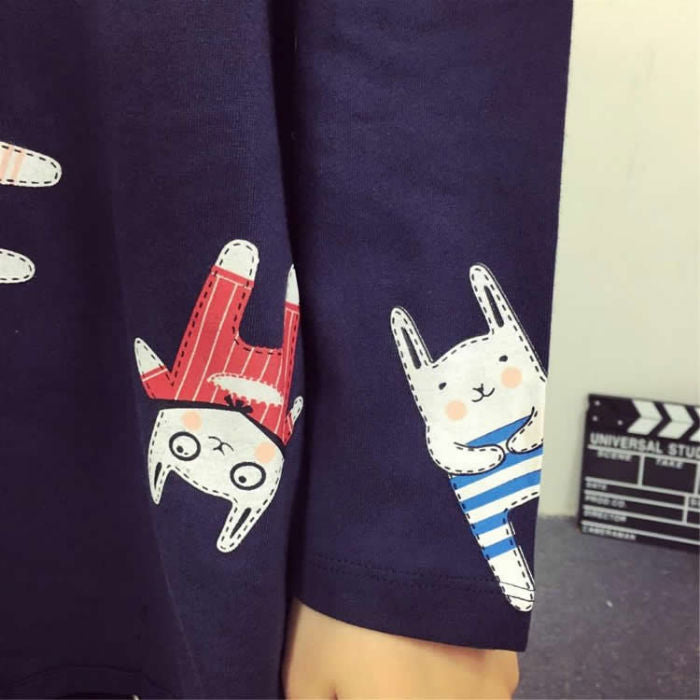 T-Shirt Rabbit Cartoon Long Sleeved