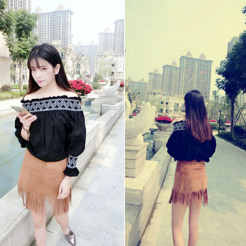 Blouse Strapless Sleeved Korean