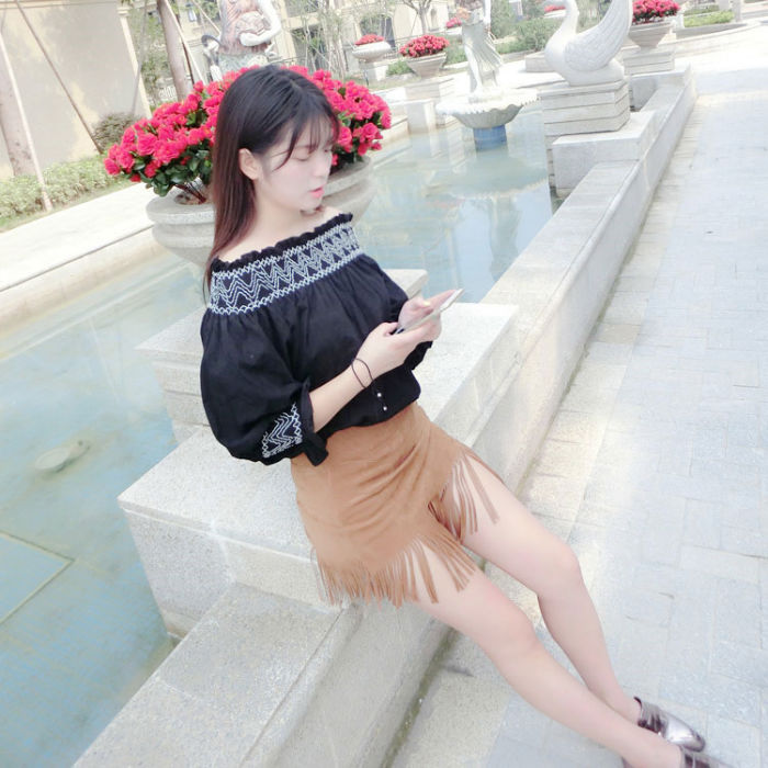 Blouse Strapless Sleeved Korean