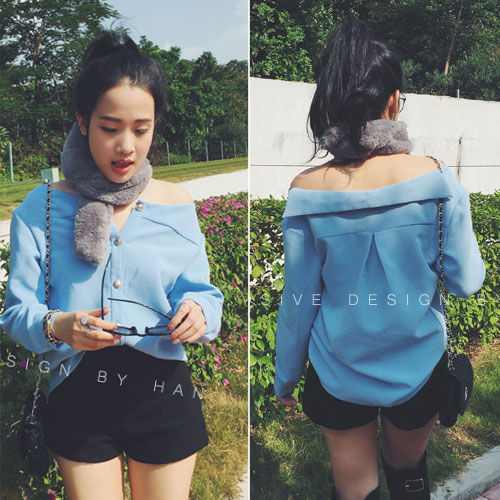 Shirt Long Sleeved Strapless Buttons