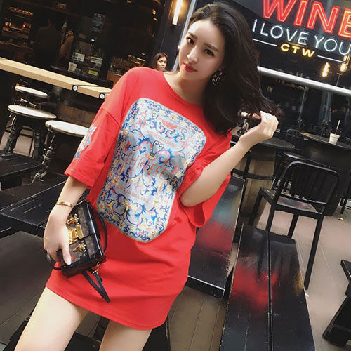 T-Shirt Chinese Short Sleeved Loose Printing