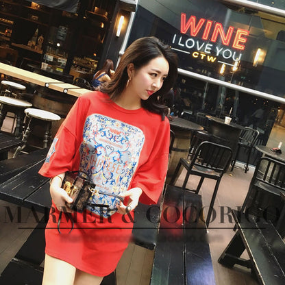 T-Shirt Chinese Short Sleeved Loose Printing