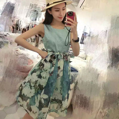 Dress Flower Sleeveless Korean