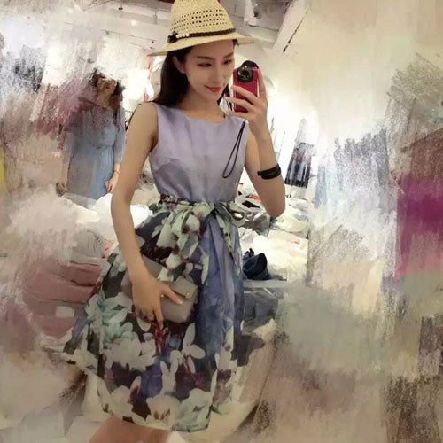 Flower Sleeveless Korean Dress