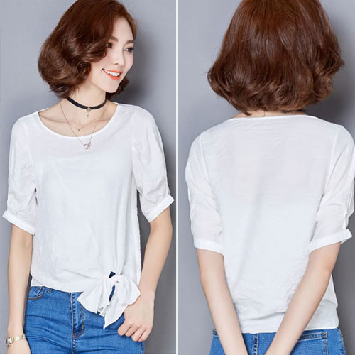 T-Shirt Short Sleeved Bottom Tied