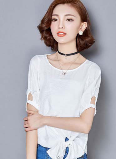 T-Shirt Short Sleeved Bottom Tied