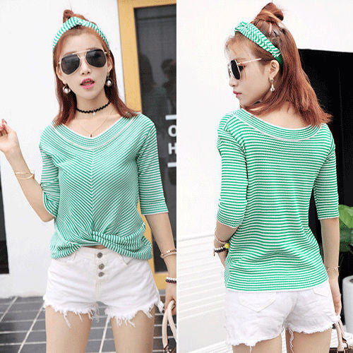 Shirt Striped Strapless Sleeved