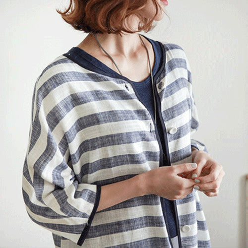 Shirt Striped Buttons Front or Back Wear Loose