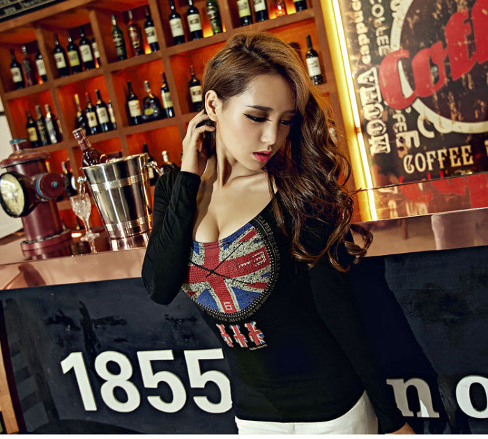 T-Shirt Long Sleeved England Flag Retro