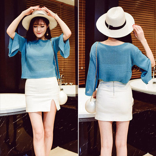 Sweater Split Sleeved Woman Simple